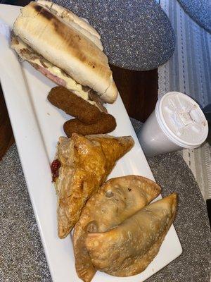 Sandwich Cubano Croqueta Preparada Cuban Beef Empanadas Medium Cafe con Leche