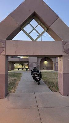 Don't park your motorcycle or scooter here... City of Phoenix park employees will call the cops, but not when cops do it