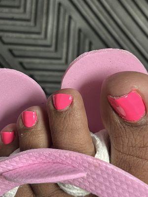 Toe nails not even fully painted!