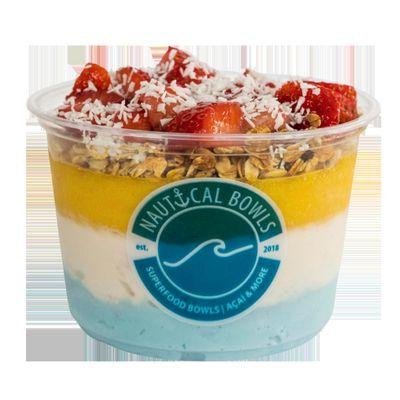 Paddle Bowl: Blue Majik/Coconut/Mango/Granola/Strawberries/Honey/Coconut Flakes