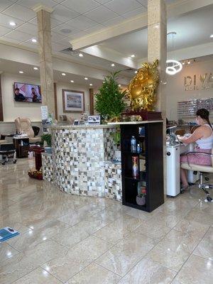 Reception desk for check-in