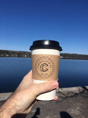 Not a bad Friday morning: Cazenovia Bagel Co. Coffee by Caz Lake.