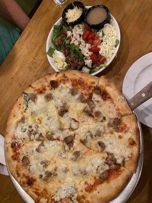 Lasagna Pizza (Small) and Italian Cobb Salad