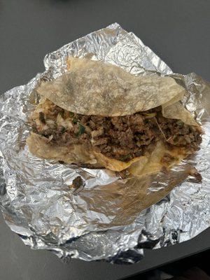 Everytime I e come to get a burrito it's wrapped in double foil but the burrito isn't wrapped all the way and everything falls out ...