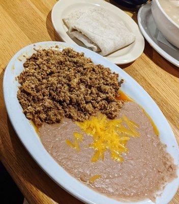 Chorizo and Eggs, Beans and Tortilla