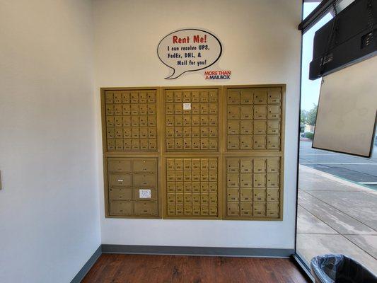 Post Office Box, Private Mailbox, Mailbox Lobby. 24 Hour Access.