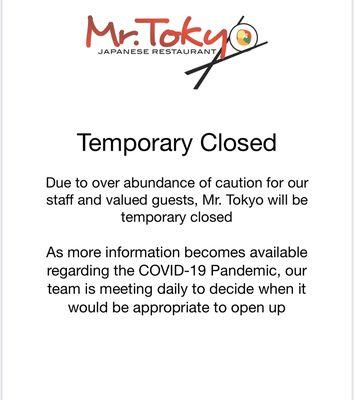 Temporary Closed