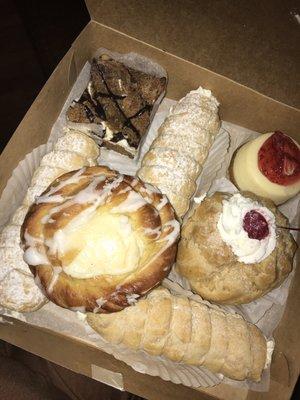 Clearly I love the coronets!(the twisty) cheese danish, cream puff, cheese cake, and I believe some type of brownie cookie deliciousness.