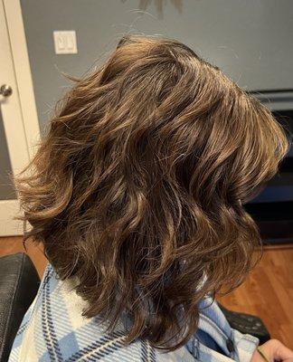 Gray coverage color, Partial lights, Haircut