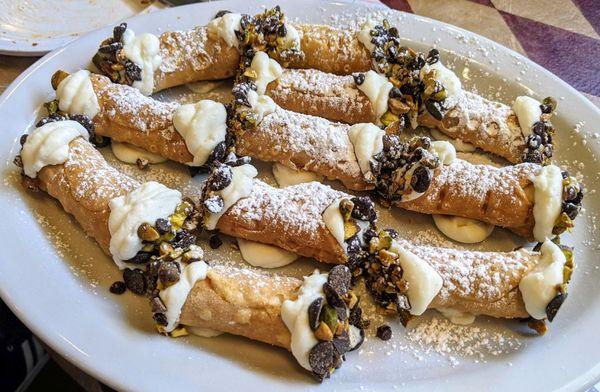 07/23/23 Cannoli - Ricotta, Mascarpone, Chocolate Chips, Pistachios, Confectioner's Sugar