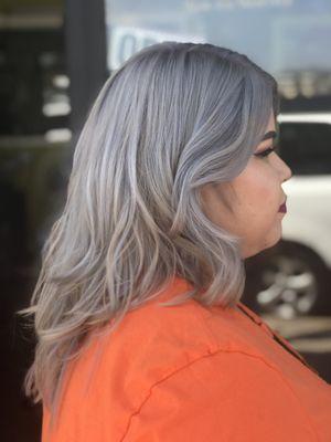 Grey platinum blonde!  Come see us!