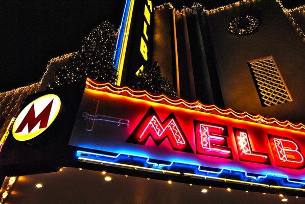 Melba neon with Christmas decorations