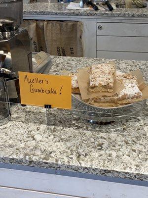 Mueller's Crumbcake is served here