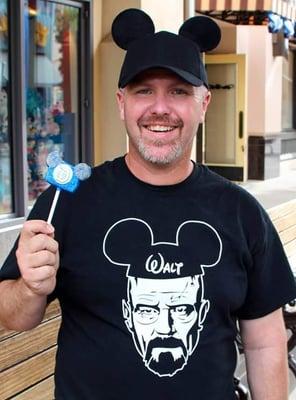 My husband's awesome Walt shirt! The shirt got a lot of attention at Disneyland.