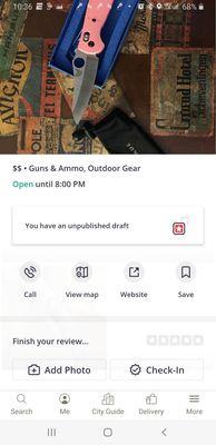 But Yelp page says guns & ammo