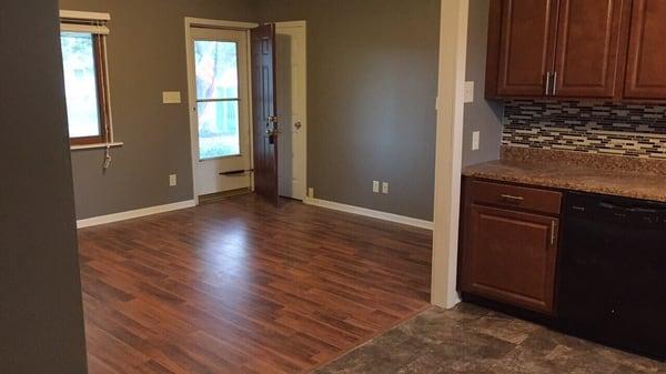 We use this laminate and grey walls in most remodels. This rented for $750.