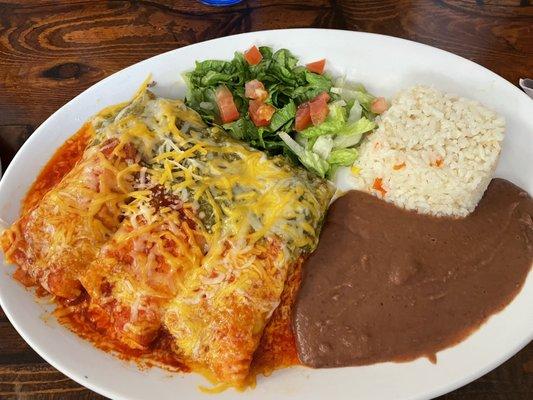 Red and Green Enchiladas.