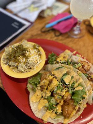 Baja Beer Battered Shrimp Tacos and jalapeño Mashers that were Shockingly FANTASTIC!