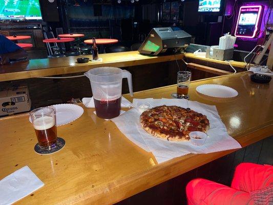 A pitcher of Yuelingling and Pizza  $17.00.  Make America Great again... A-men you 2 Corinthians...