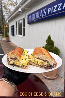 Egg beans and cheese sandwiche