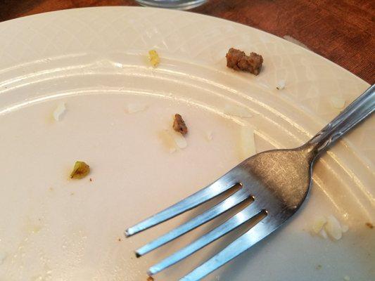 pieces of pork sausage from the veggie omelet