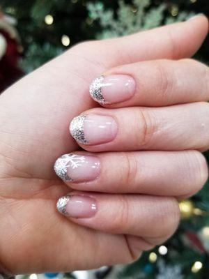 UV gel w/ glitter  French manicure