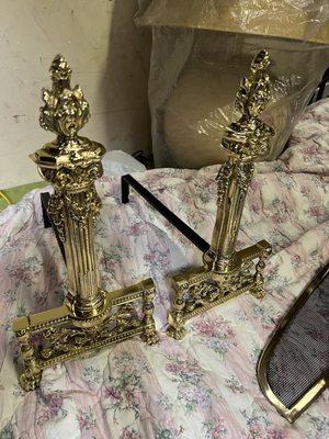 Brass andirons