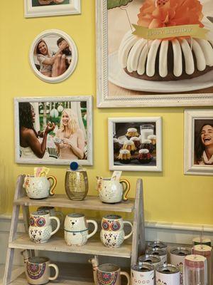 Display area of customized mugs, cups and tumblers