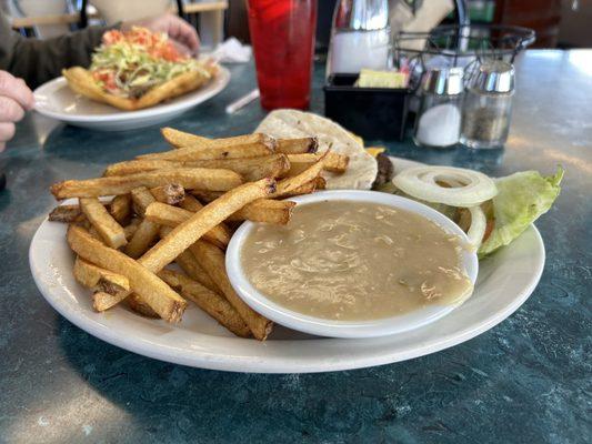 Tortilla Burger and Fries