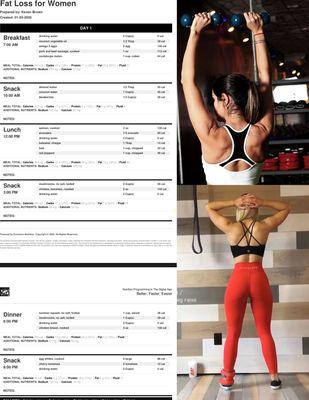 Example meal plan for women!