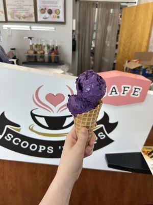 Ube ice cream, two scoops