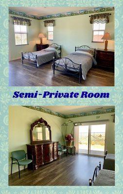 Spacious semi private room with bathroom