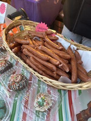 Meat sticks at the Kris Kringle Market in downtown Rochester this past weekend. We bought 5/$10, they were 3oz each- so good!!