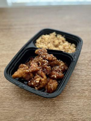 Lunch special includes sesame chicken and fried rice