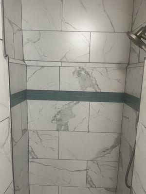 Marble shower with super hot water just the way I like it