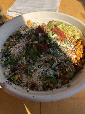 Mexican corn chicken bowl