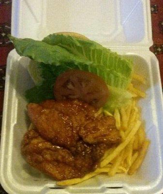 Honey BBQ chicken tender sandwich from the daily specials