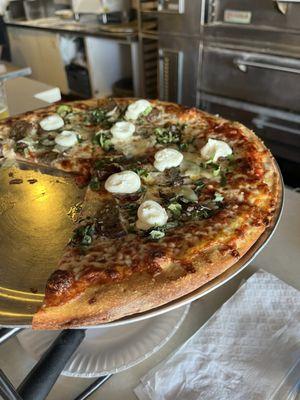 Medium meatball pizza.