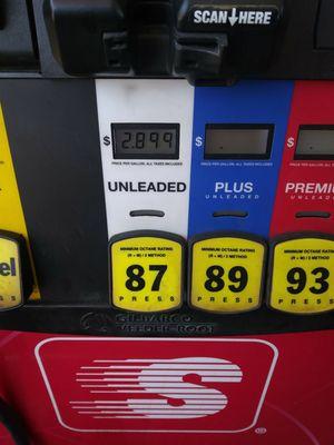 Regular gas 2.89 a gallon at Speedway 5/10/18