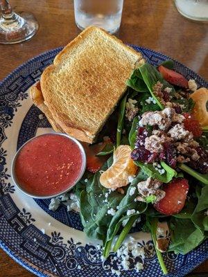 Market fresh salad and turkey avocado grilled cheese