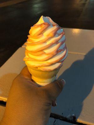 Flury strawberry soft cone ice cream.