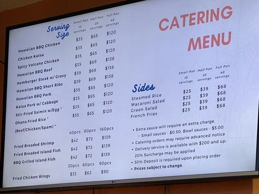 Catering menu