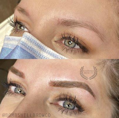 Before and after microblading and shading