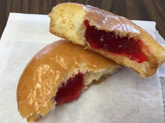 Raspberry filled donut