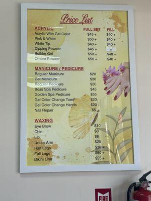 Price list -- can't beat these prices!