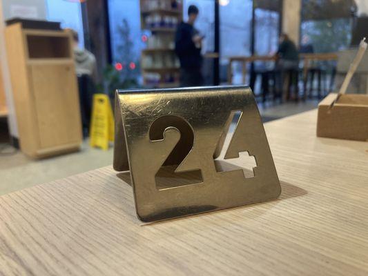 Table number