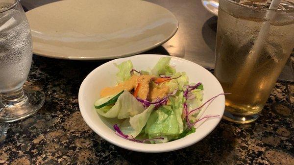 Salad with ginger sauce