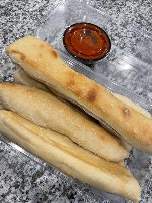 Breadsticks-a tad hard or rubbery.