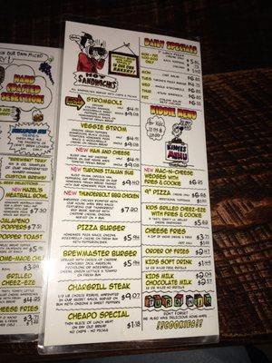 Inside of menu.