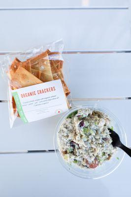 Organic Crackers with Organic Chicken Salad. Delicious!!